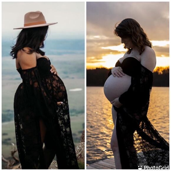 Maternity Lace Photography PhotoShoot Long Sleeve off shoulders High Sl… - Picture 1 of 14